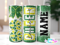 Cheer Glitter 20 oz Skinny Tumbler png Design -  Green and Yellow