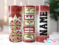 Cheer Glitter 20 oz Skinny Tumbler png Design -  Red and Gold