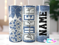 Cheer Glitter 20 oz Skinny Tumbler png Design -  Light Blue and Silver