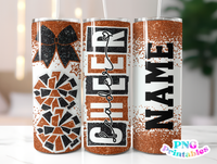 Cheer Glitter 20 oz Skinny Tumbler png Design -  Orange and Black