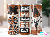 Cheer Glitter 20 oz Skinny Tumbler png Design -  Orange and Black