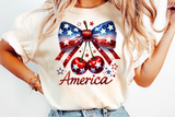 America Coquette Bow and Cherries | Fourth of July | PNG Sublimation File