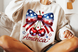 America Coquette Bow and Cherries | Fourth of July | PNG Sublimation File