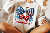 America Coquette Bow and Cherries | Fourth of July | PNG Sublimation File