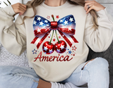 America Coquette Bow and Cherries | Fourth of July | PNG Sublimation File