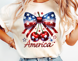 America Coquette Bow and Cherries | Fourth of July | PNG Sublimation File