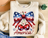 America Coquette Bow and Cherries | Fourth of July | PNG Sublimation File
