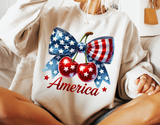 America Coquette Bow and Cherries | Fourth of July | PNG Sublimation File