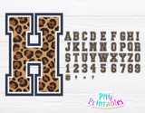 Leopard and Navy Blue Alphabet | Sublimation PNG