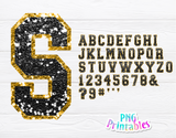 Sequin Alphabet Black and Gold | Sublimation PNG