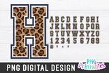 Leopard and Navy Blue Alphabet | Sublimation PNG