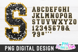 Sequin Alphabet Black and Gold | Sublimation PNG