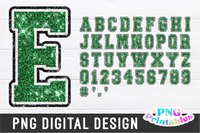 Glitter Sport Alphabet png Green White and Black