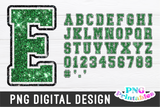Glitter Sport Alphabet png Green White and Black
