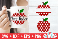 Split Polka Dot Apple SVG Cut File