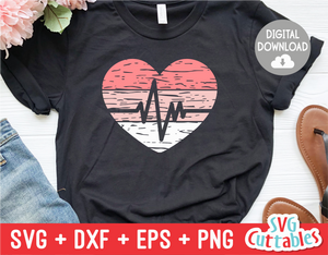 Distressed Heartbeat Heart | Nurse | SVG Cut File