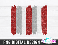 Red White and Silver Brush Strokes | PNG Sublimation File