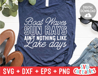 Boat Waves Sun Rays Lake Days | Lake | SVG Cut File