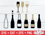 Champagne Bottles and Glasses | Cut File