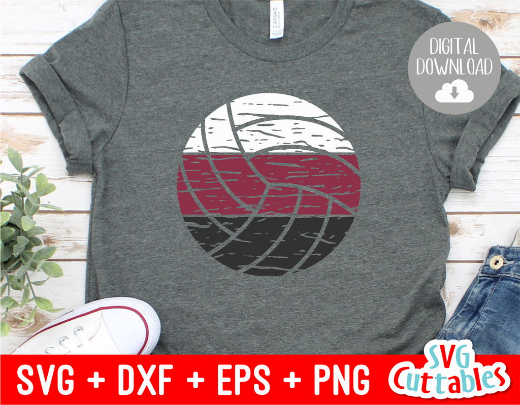 Distressed Volleyball Cut File