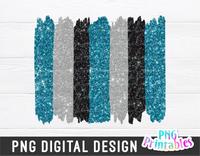 Aqua Silver Black Brush Strokes | PNG Sublimation File