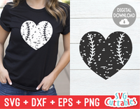 Distressed Baseball heart, Distressed Softball heart