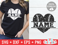 Split Distressed Baseball Heart, Split Distressed Softball Heart