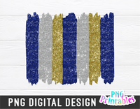 Blue Silver Gold Brush Strokes | PNG Sublimation File