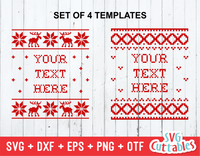 Christmas Sweater, Set of 4 templates and Font ,svg bundle, Ugly Christmas Sweater