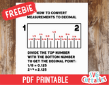 How to convert measurements to decimals  | PDF Printable