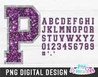 Glitter PNG Alphabet | Purple and Silver