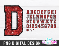 Glitter PNG Alphabet | Red and Black
