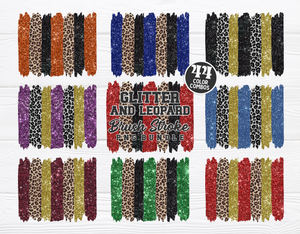 Leopard and Glitter Brush Strokes Bundle | PNG Bundle