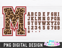 Leopard Print with Red Outline PNG Alphabet