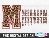 Leopard Print with Red Outline PNG Alphabet