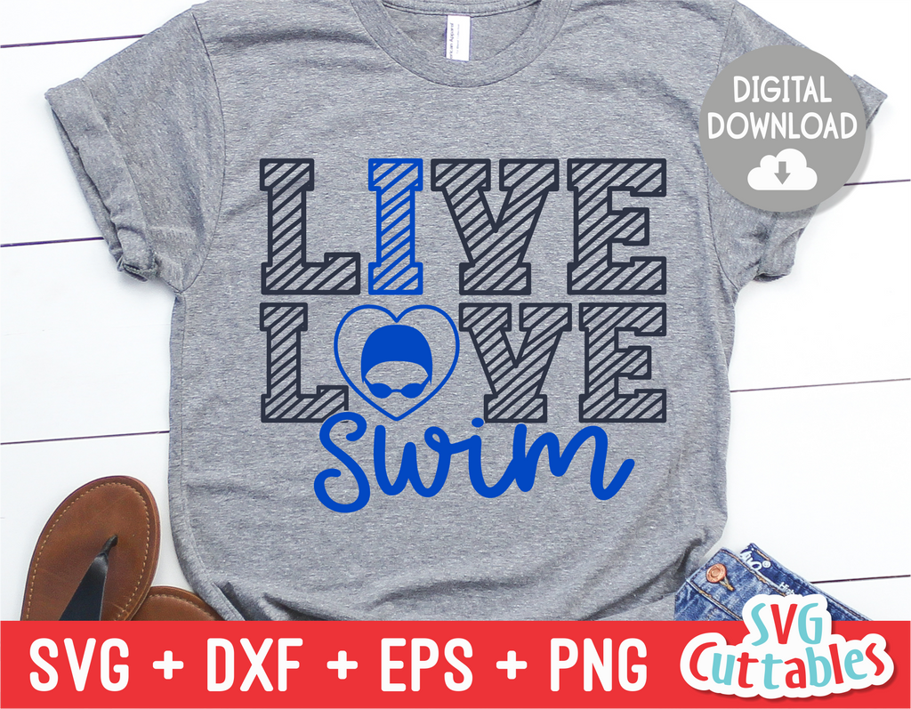 Live love swim svg cut file