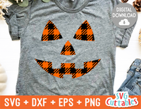 Plaid Pumpkin Face| Halloween SVG Cut File