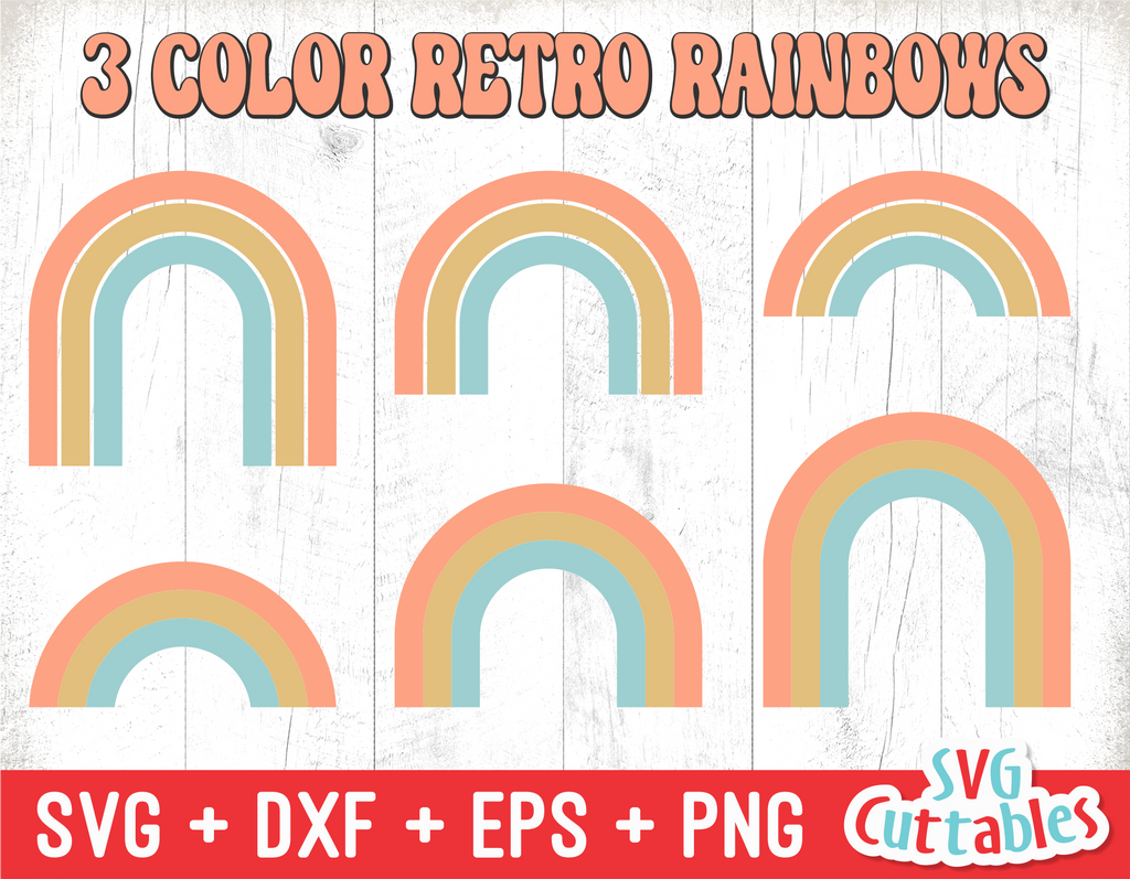 Retro Rainbow 3-color | SVG Cut File