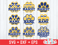 Split Patterned Paw Prints svg cut file