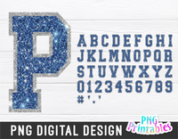 Glitter PNG Alphabet | Light Blue and Silver