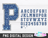 Glitter PNG Alphabet | Light Blue and Silver