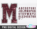 Glitter PNG Alphabet | Maroon and Silver