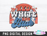 Red White and Blue png - Fourth of July png - Print File - July 4th Sublimation Design - Patriotic png