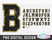 Glitter Sport Alphabet png - Black and Gold Alphabet - png Print File For Sublimation Or Print