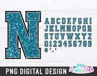 Glitter Sport Alphabet png - Aqua, White and Black Glitter Alphabet - png Print File For Sublimation Or Print