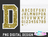 Glitter Sport Alphabet png - Gold and White Alphabet - png Print File For Sublimation Or Print