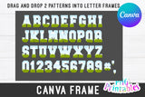 Two Color Sport Canva Frame Alphabet Template - Drag and Drop - Sublimation - Editable Canva Frame - PNG