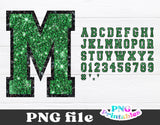 Glitter Sport Alphabet png - Green and Black Glitter Alphabet