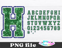 Glitter Sport Alphabet png - Green White and Blue Glitter Alphabet