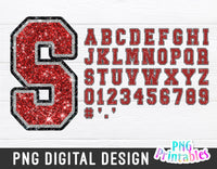 Glitter Sport Alphabet png - Red Silver and Black Glitter Alphabet